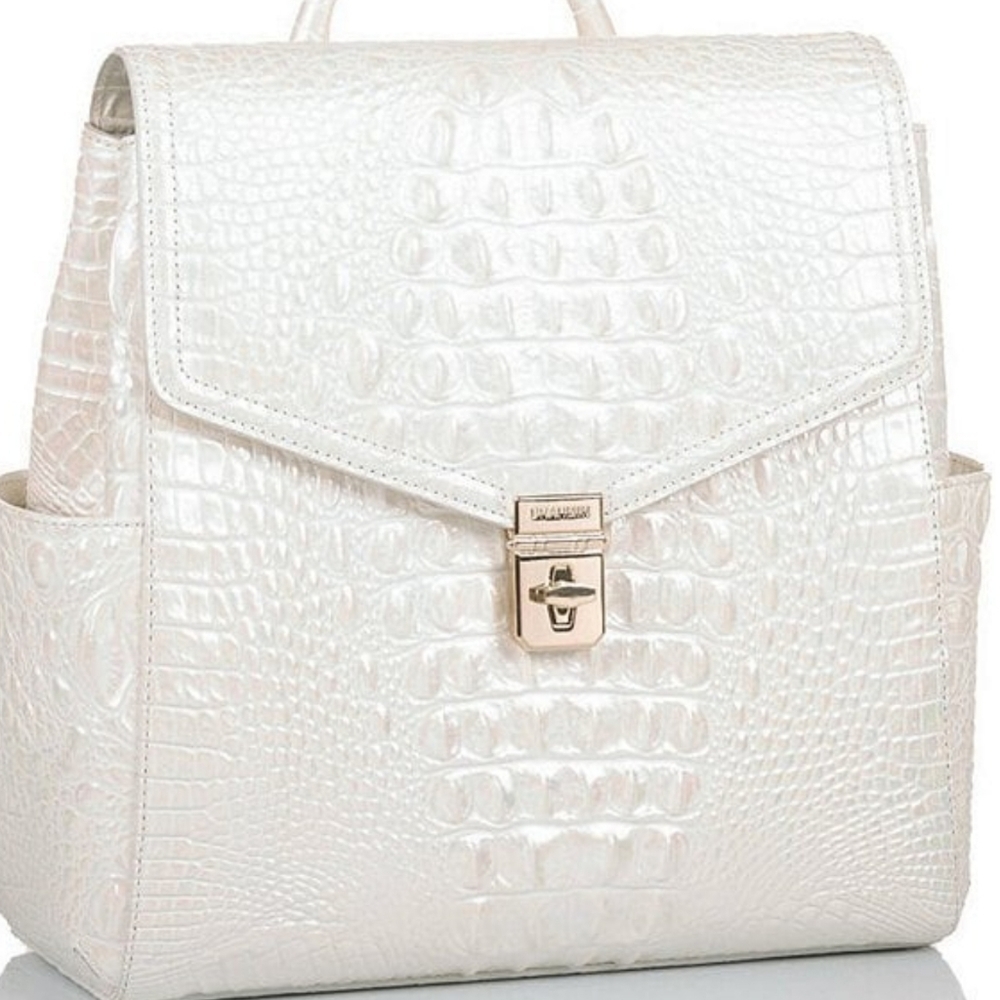 🌸 NWT BRAHMIN BACKPACK DESIGNER PURSE BAG RARE PEAL ITALIAN LEATHER EMBOSSED